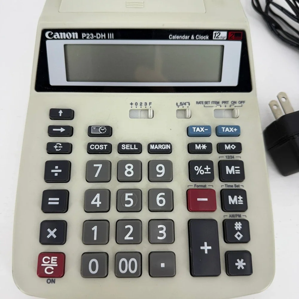Canon P23-DH III Printing Calculator 12 Digit Beige Excellent‎ AC Adapter
